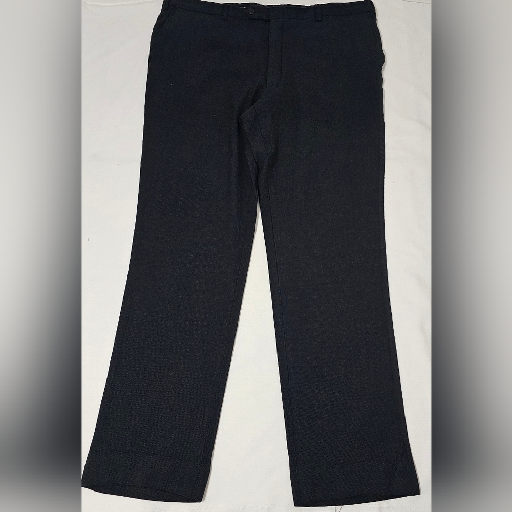 Luce Naturale Luxe Italian Wool Dress Pants Black Super 110s Tailored Fit 42